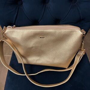 Gold faux leather shoulder bag / crossbody